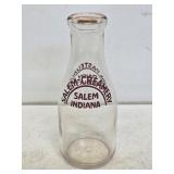 Salem Creamery Salem, IN 1 Quart Glass Milk Bottle