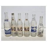 6 Vintage Glass Soda Bottles