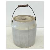 Large Stoneware Crock with Metal Bale and Lid