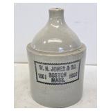 Early W.H Jones Boston, MA 1 Gallon Stoneware Jug