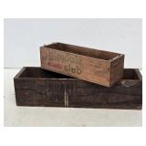 2 Primitive Wooden Cheese Boxes