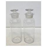 2 Early Glass Apothecary Jars with Ground Stoppers