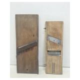 2 Small Primitive Wooden Kraut Cutters