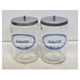 2 Vintage Grafco Medical Jars with Lids