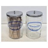 2 Vintage Grafco Medical Jars with Lids