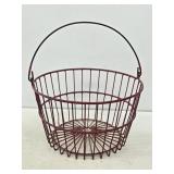 Primitive Coated Wire Egg Basket with Handle