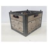 Wooden Milk Crate with Amber Milk Bottles