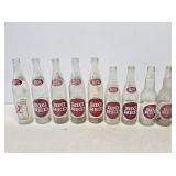 9 Big Red Glass Soda Bottles