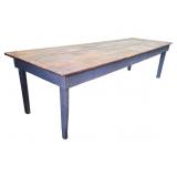 Large Primitive Harvest Table with Painted Base