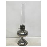 Early B&H Nickle Plated Oil Lamp with Chimney