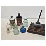 Early Ink Wells & Glass Bottles
