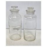 2 Early Glass Apothecary Jars with Ground Stoppers
