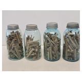 4 Ball 1/2 Gallon Fruit Jars with Clothes Pins