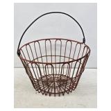 Primitive Coated Wire Egg Basket with Handle