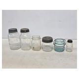 6 Assorted Glass Fruit Jars
