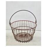 Primitive Coated Wire Egg Basket with Handle