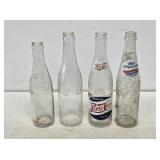 4 Pepsi-Cola Glass Soda Bottles