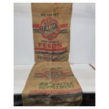 2 Burlap Advertising Feed Sacks