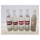 5 Vintage Nehi Glass Soda Bottles
