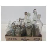 Assorted Glass Liquor and Medicine Bottles