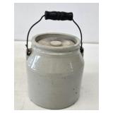 Miniature Stoneware Crock with Lid and Bail