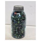1/2 Gallon Blue Fruit Jar with Marbles