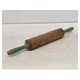 Primitive Wooden Rolling Pin with Green Handles
