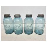 4 Ball 1/2 Gallon Blue Fruit Jars with Caps