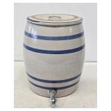 2 Gallon Blue and White Stoneware Water Cooler