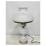 Vintage Milk Glass Table Lamp with Shade