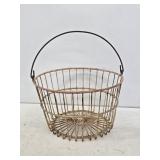 Primitive Coated Wire Egg Basket with Handle