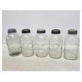 5 Clear 1/2 Gallon Fruit Jars with Caps