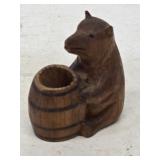 Carved Wooden Bear Toothpick Holder