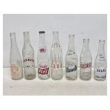 7 Vintage Glass Soda Bottles