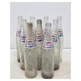 9 Pepsi-Cola Glass Soda Bottles