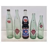 5 Royal Crown Cola Glass Soda Bottles