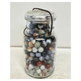 1 Quart Glass Fruit Jar with Marbles