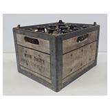 Wooden Milk Crate with 12 Amber Bottles