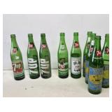 9 Vintage 7-Up Glass Soda Bottles