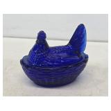 Cobalt Blue Hen on Nest