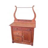 Oak Washstand with Towel Bar