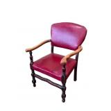 Mid-Century Arm Chair with Red Upholstery