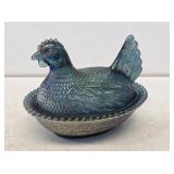 Indiana Glass Blue Carnival Hen on Nest