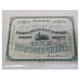 1885 Peoria, Decatur & Evansville RR Certificate