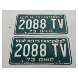 1973 Ohio License Plate Matched Set