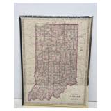 1864 Indiana Color Framed Map