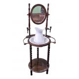 Washstand with Mirror & Ironstone Pitcher & Bowl