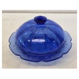Cobalt Blue Glass Butter Dish