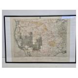 1879 US Western Territories Framed Map