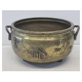 Japanese Heavy Brass Flower Pot